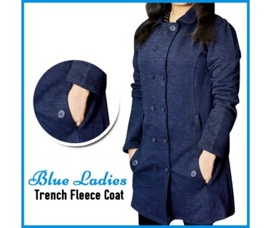 Blue Ladis Trench Fleece Coat